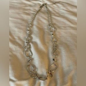 Chico’s silver chain link long necklace with earrings